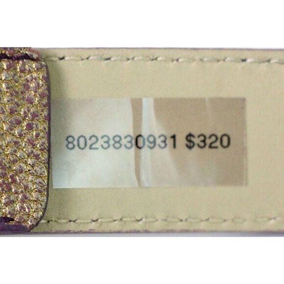 NWOT BOTTEGA VENETA ITALY GOLD MAUVE GENUINE LEATHER SKINNY DRESS BELT 34" (R4 - Picture 8 of 12
